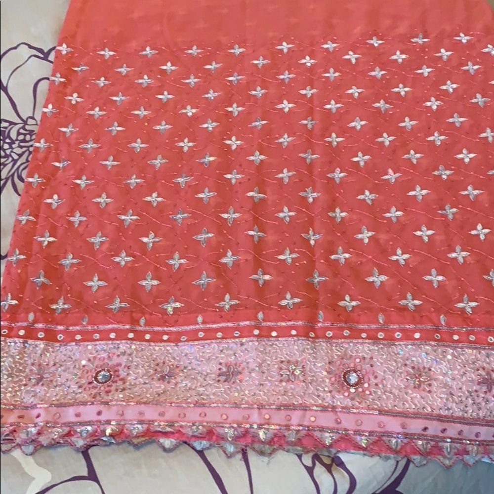 Pink Embroidered Saree